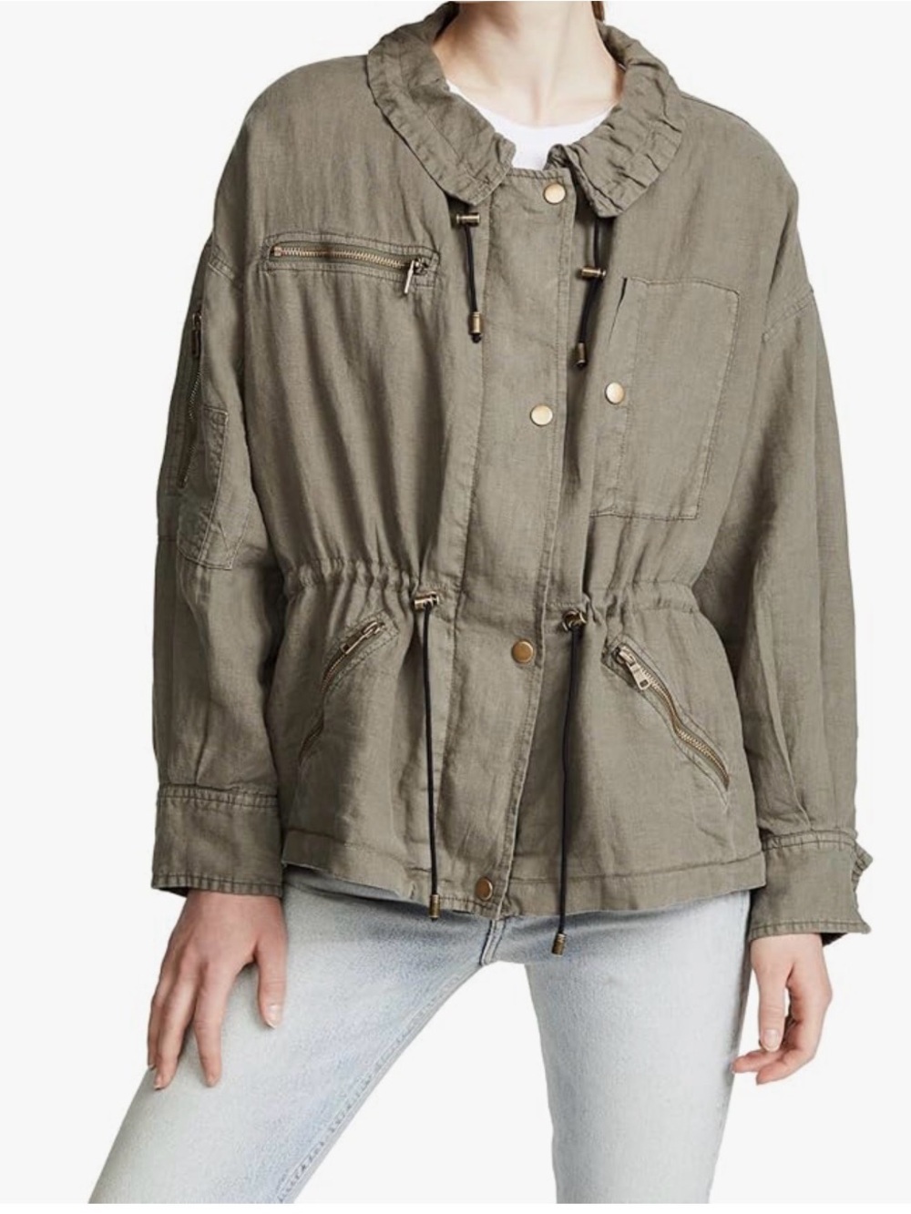 Joie Utility Drawstring Waist Olive Green Jacket